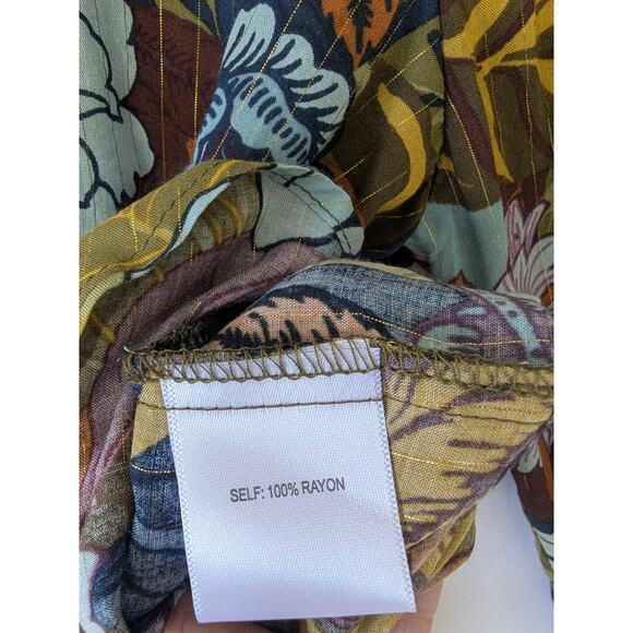 Jane + Delancey Womens Dark Floral Sheer Pop Over Blouse Wimsygoth‎ Fairy Size M - Picture 5 of 8